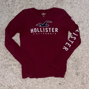 Hollister Slim Tee Maroon red Long Sleeve T-Shirt